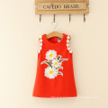 Red Wholesale adult women mom & kids cheap bulk full printing cotton fashion design flower girl dress for wholesale